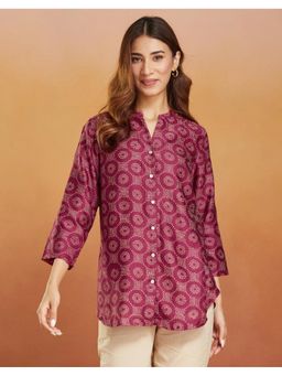 Fabindia - Wine Cotton Silk Printed Tunic