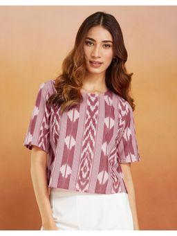 Fabindia - Pink Cotton Printed Short Crop Top