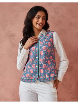 Fabindia - Blue Cotton Hand Block Printed Jacket