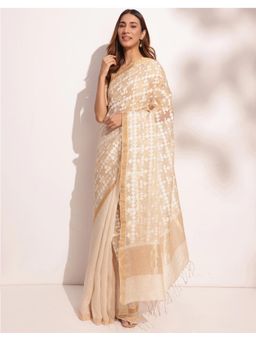 Fabindia - Natural Silk Blend Hand Woven Saree Without Blouse