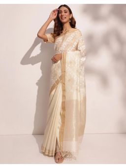 Fabindia - Natural Silk Blend Hand Woven Saree Without Blouse