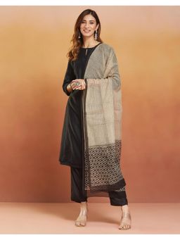 Fabindia - Beige Natural Cotton Silk Bagru Printed Dupatta