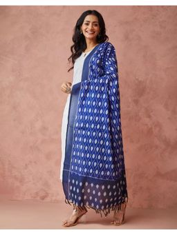 Fabindia - Blue Cotton Ikat Woven Dupatta
