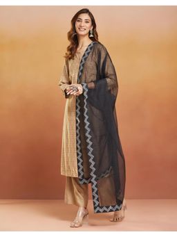 Fabindia - Black Cotton Silk Woven Dupatta