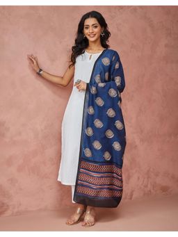 Fabindia - Indigo Cotton Silk Dabu Printed Dupatta