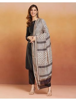 Fabindia - Beige Cotton Silk Blend Bagh Printed Dupatta