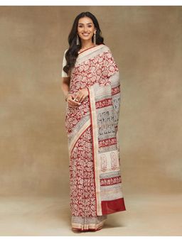 Fabindia - Maroon Cotton Silk Blend Sari