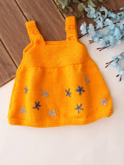 Woonie - Handknitted Floral Embriodered Sweater - Yellow
