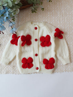 Woonie - Handknitted Bow Detailed Sweater - Cream