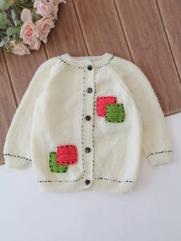 Woonie - Handknitted 3D Patchwork Sweater - Cream