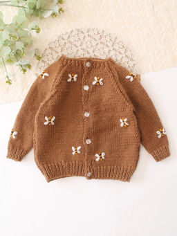 Woonie - Woodie Handknitted Bee Embroidered Sweater - Brown