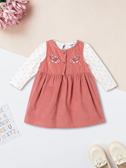 max - Rust Cotton Regular Fit Round Neck Dress With T-Shirt