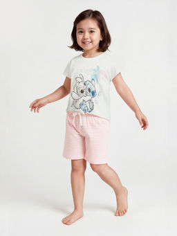 max - White Cotton Regular Fit Round Neck T-Shirt With Shorts