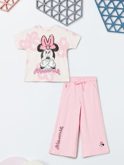 max - Pink Cotton Regular Fit Round Neck T-Shirt With Trouser