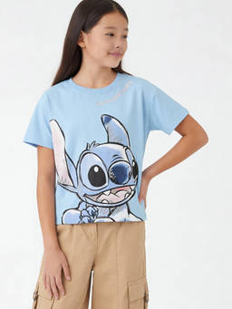 max - Blue Cotton Regular Fit Round Neck T-Shirt