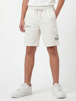 max - Off White Cotton Regular Fit Shorts