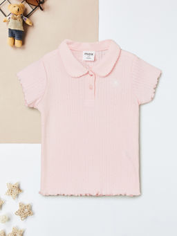 max - Pink Cotton Regular Fit Collar Neck Polo T-Shirt