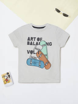 max - Grey Cotton Regular Fit Round Neck T-Shirt