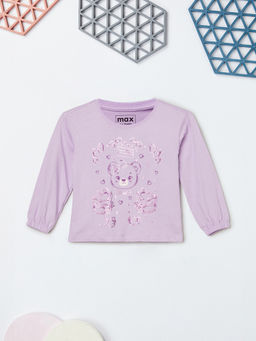 max - Purple Cotton Regular Fit Round Neck Top