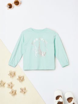 max - Green Cotton Regular Fit Round Neck Top