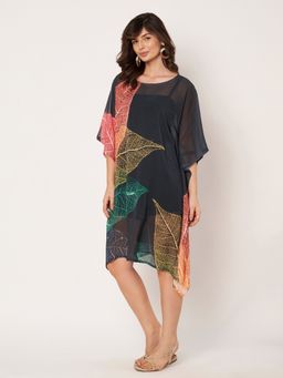 SWI STYLISH - Women Printed Boat Neck Beach Wear Kaftan