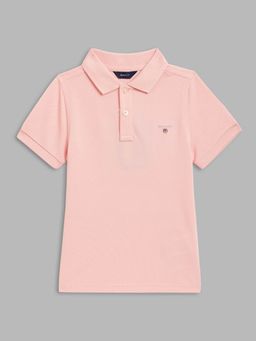 GANT - Kids Boys Pink Solid Polo T-shirt