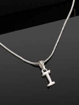Estele - Valentine Gift - Rhodium Plated Initial I Letter Pendant for Women