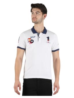 Monte Carlo - Men White Cotton Blend Half Sleeve Solid T-shirt