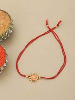 Carlton London - 925 Sterling Silver 18Kt Gold Plated Engrave Ram With Enamel Rakhi