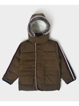 Mi Arcus - Solid Full Sleeve Hooded Brown Jacket for Kids