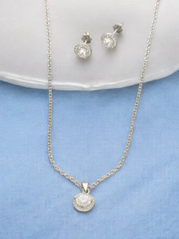 Sri Jagdamba Pearls - Sophisticated 925 Silver Pendant Jewellery Set