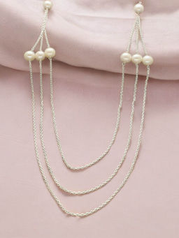Sri Jagdamba Pearls - 3 String Lavish 925 Silver Necklace