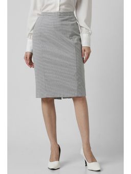 Van Heusen - Women Grey Print Formal Knee Length Skirt