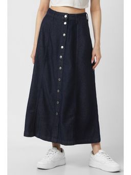 Van Heusen - Women Navy Blue Solid Casual Skirt