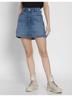 American Eagle - Women Blue Stretch High-Waist Perfect Denim Mini Skirt
