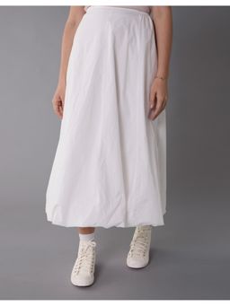 American Eagle - Women White High-Waist Maxi Bubble Skirt