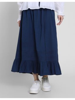 American Eagle - Women Navy Blue High-Waist Ruffle Maxi Skirt