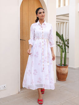 Bud & Tulip - White Check Shirt Dress with Belt (Set of 2)