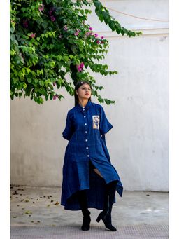 NAVYAS FASHION - Women Navy Blue Plain Midi Dress