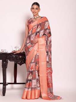 Kalista Fashion - Multi-Color Cotton Silk Woven Handloom Saree With Unstitched Blouse
