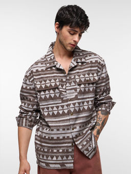 The Souled Store - Originals Jacquard Shacket: Sandstone Men Shacket