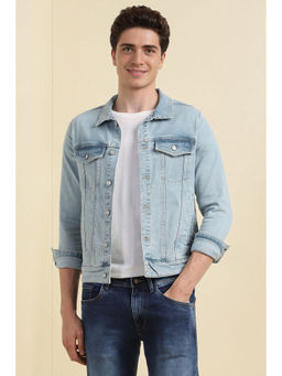 Allen Solly - Men Light Blue Solid Full Sleeves Casual Jacket