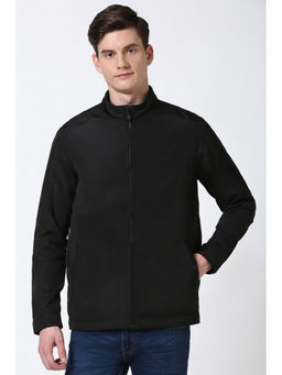 Peter England - Men Black Solid Casual Jacket