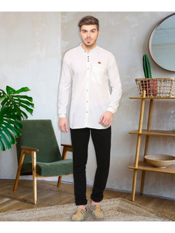 KUONS AVENUE - Off White Linen Cotton Casual Shirt