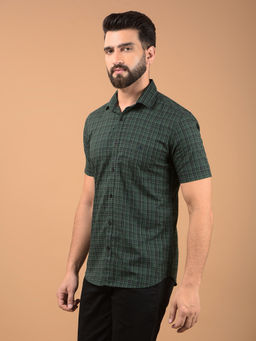 CRIMSOUNE CLUB - Green Checked Cotton Shirt