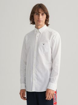 GANT - Men White Solid Regular Fit Shirt