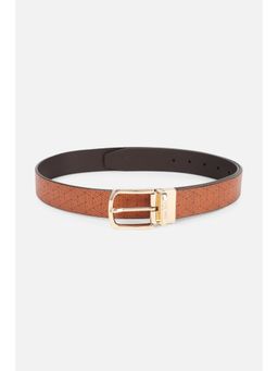 Allen Solly - Men Leather Reversible Textured Brown Casual Belt