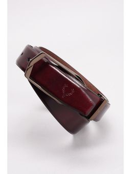 Allen Solly - Men Leather Solid Maroon Casual Belt