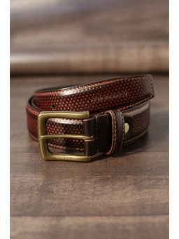 Peter England - Men Leather Textured Brown Formal Belt
