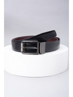 Peter England - Men Leather Reversible Solid Black Formal Belt